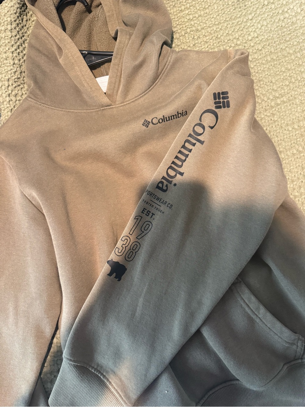 Columbia Kids Tan Hoodie with Black Logo